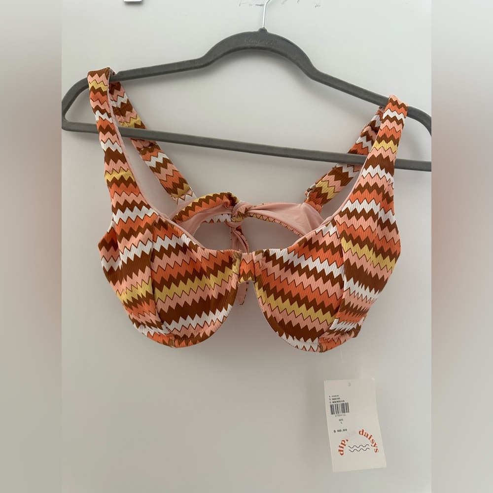 Daisy Zigzag Bra - Pink, Brown, Yellow